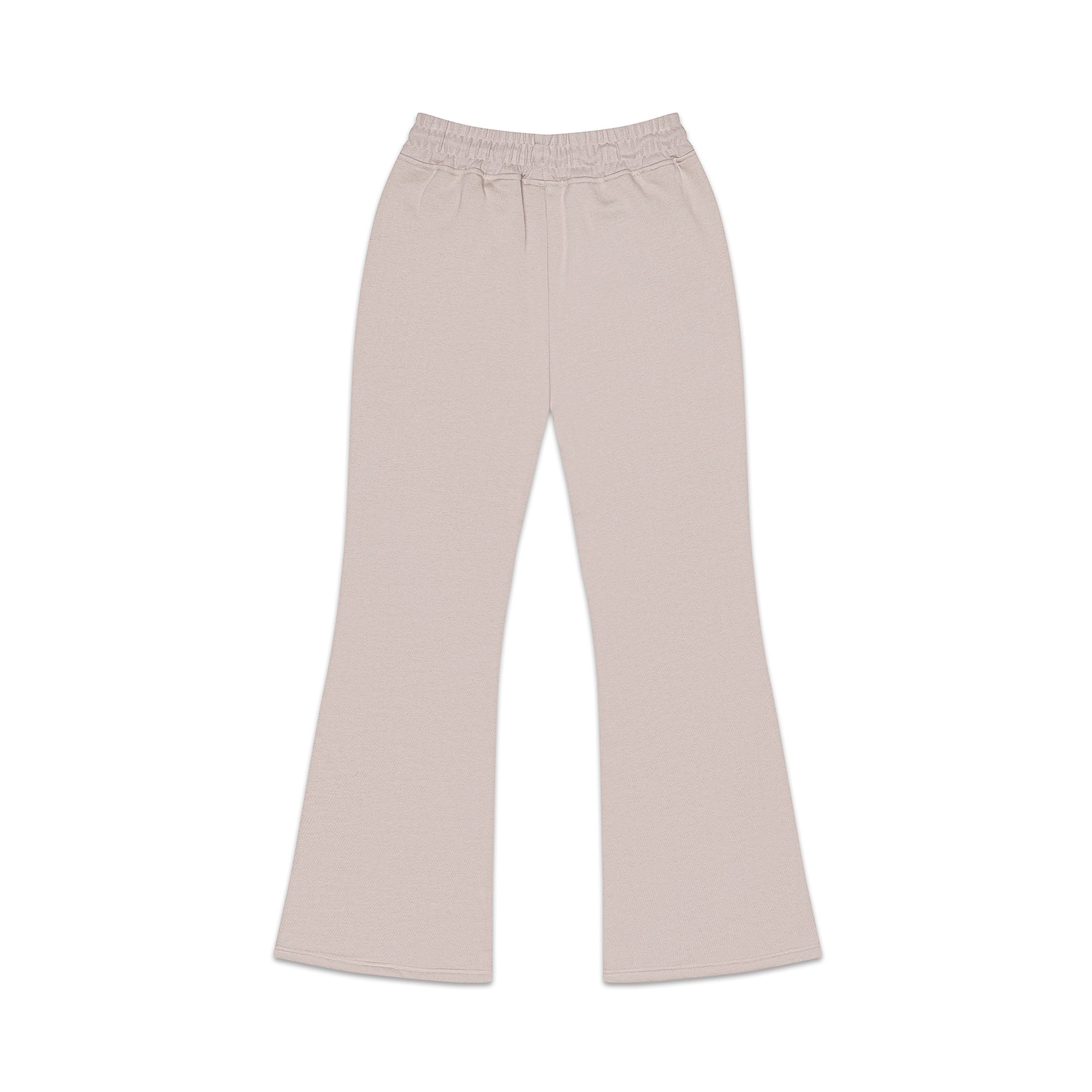 Back view of Brklyn Park Essence Fleece Sweatpants showing flared leg and seam details in gray