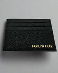 A black luxury genuine leather card holder with the embossed Brklyn Park signature on the bottom right. Premium leather card case unisex leather wallet black leather wallet slim wallet for men Supreme streetwear.